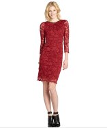 A.B.S. by Allen Schwartz burgundy lace long sleeve dress