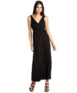 Casual Couture by Green Envelope black shirred surplice maxi dress