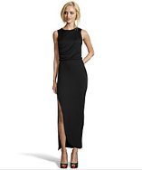 Wyatt black asymmetrical hem maxi dress